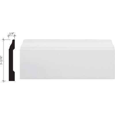 Inteplast Building Products 3/8 In. W. x 3-3/16 In. H. x 8 Ft. L. Crystal White Polystyrene Colonial Base Molding