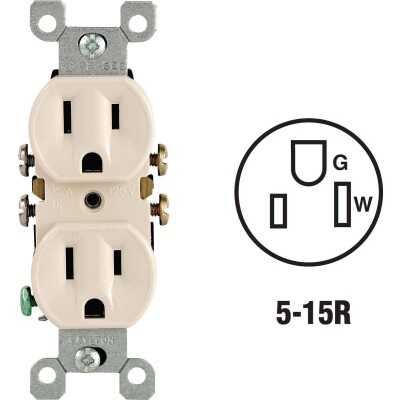 Leviton 15A Light Almond Shallow Grounded 5-15R Duplex Outlet